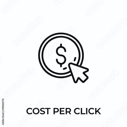 cost per click icon vector. cost per click sign symbol for modern design. Vector illustration	