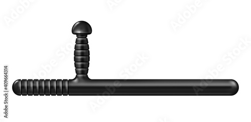 Police baton, policeman equipment. 3d realistic vector illustration, isolated on white background.