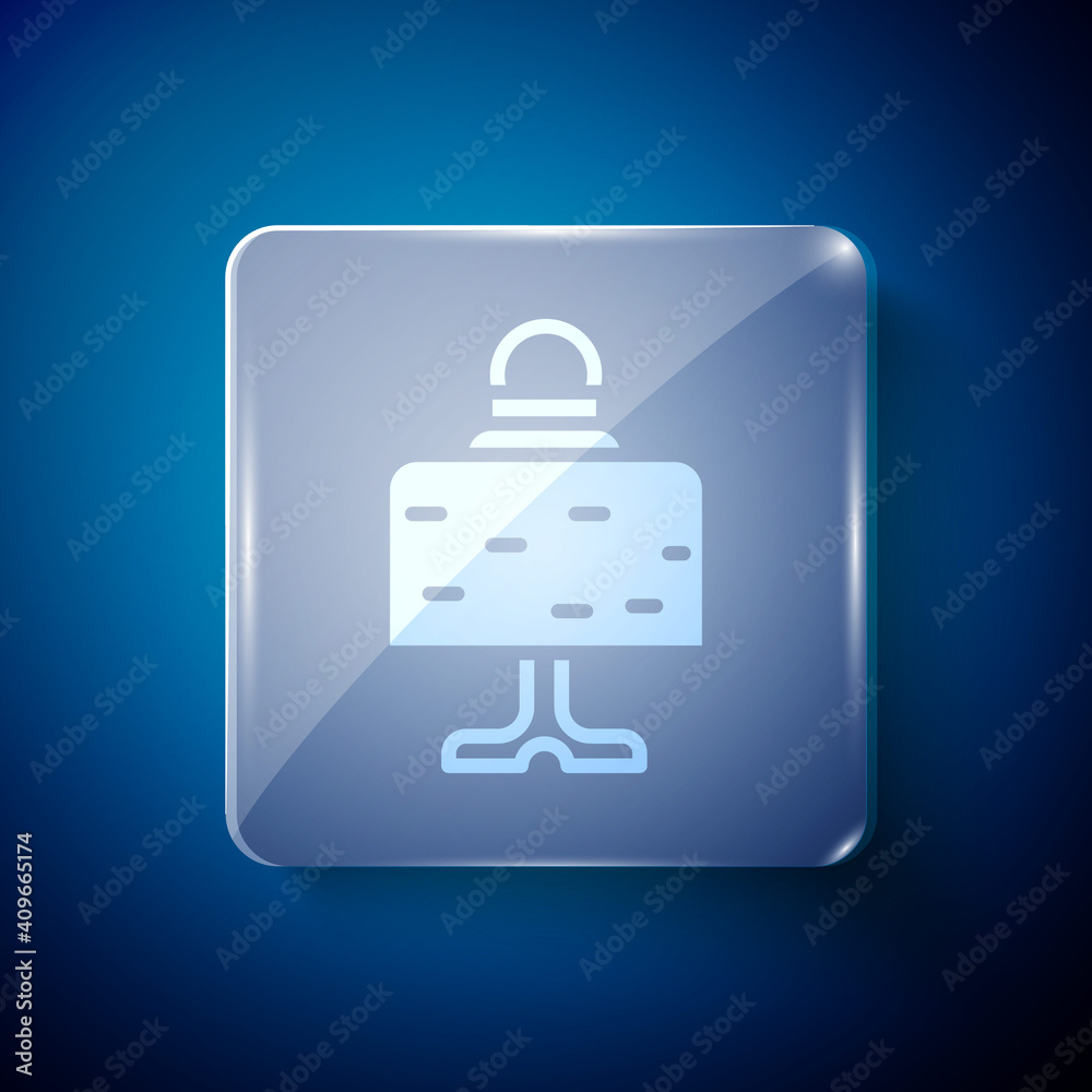 White Magic ball on table icon isolated on blue background. Crystal ball. Square glass panels. Vector. White Magic ball on table icon isolated on blue background. Crystal ball. Square glass panels. Vector.