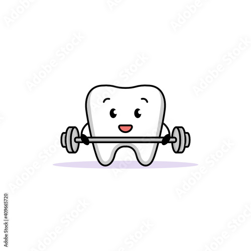 Cute teeth dental mascot logo design