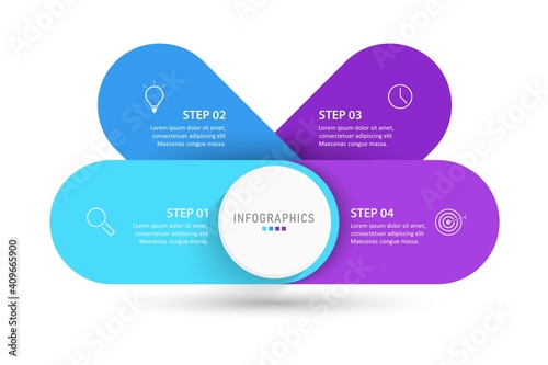 Vector Infographic label design template with icons and 4 options or steps. Can be used for process diagram, presentations, workflow layout, banner, flow chart, info graph.