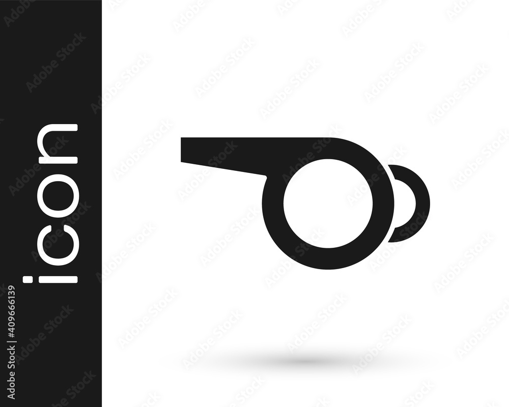 Black Whistle icon isolated on white background. Referee symbol. Fitness and sport sign. Vector. Black Whistle icon isolated on white background. Referee symbol. Fitness and sport sign. Vector.