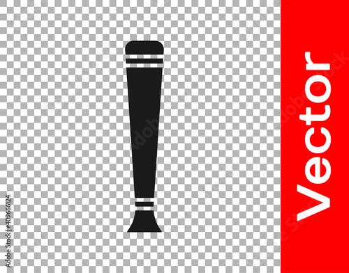 Black Police rubber baton icon isolated on transparent background. Rubber truncheon. Police Bat. Police equipment. Vector.
