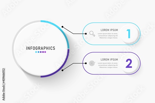 Vector Infographic label design template with icons and 2 options or steps. Can be used for process diagram, presentations, workflow layout, banner, flow chart, info graph.