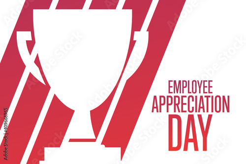 Employee Appreciation Day. First Friday in March. Holiday concept. Template for background, banner, card, poster with text inscription. Vector EPS10 illustration.