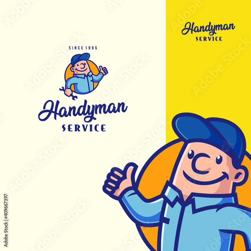 Handyman Service Mascot Logo Vector