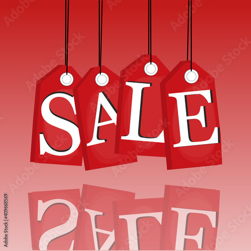 sale tags with ribbon 3D character ilustration vector eps.