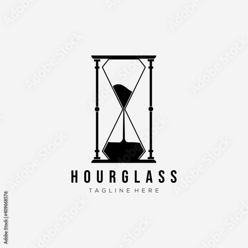 silhouette hourglass timer logo vector illustration design