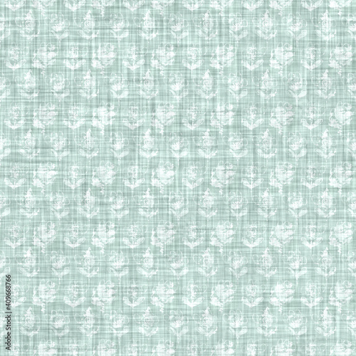 Aegean teal mottled patterned linen texture background. Summer coastal living style home decor fabric effect. Sea green wash grunge distressed blur material. Decorative textile seamless pattern