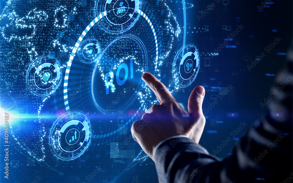 ROI Return on investment financial growth concept. Business, Technology, Internet and network concept. ROI Return on investment financial growth concept. Business, Technology, Internet and network concept.
