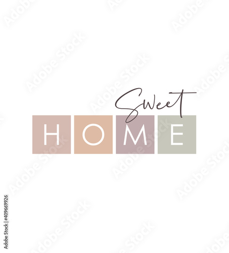 Sweet home text vector, minimalist text, home poster, graphic inspirational card