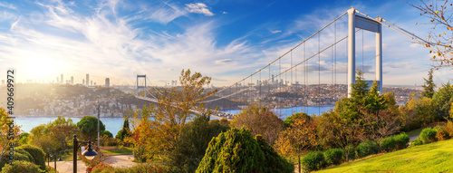 Print op canvas The Second Bosphorus Bridge or Fatih Sultan Mehmet Bridge, Istanbul