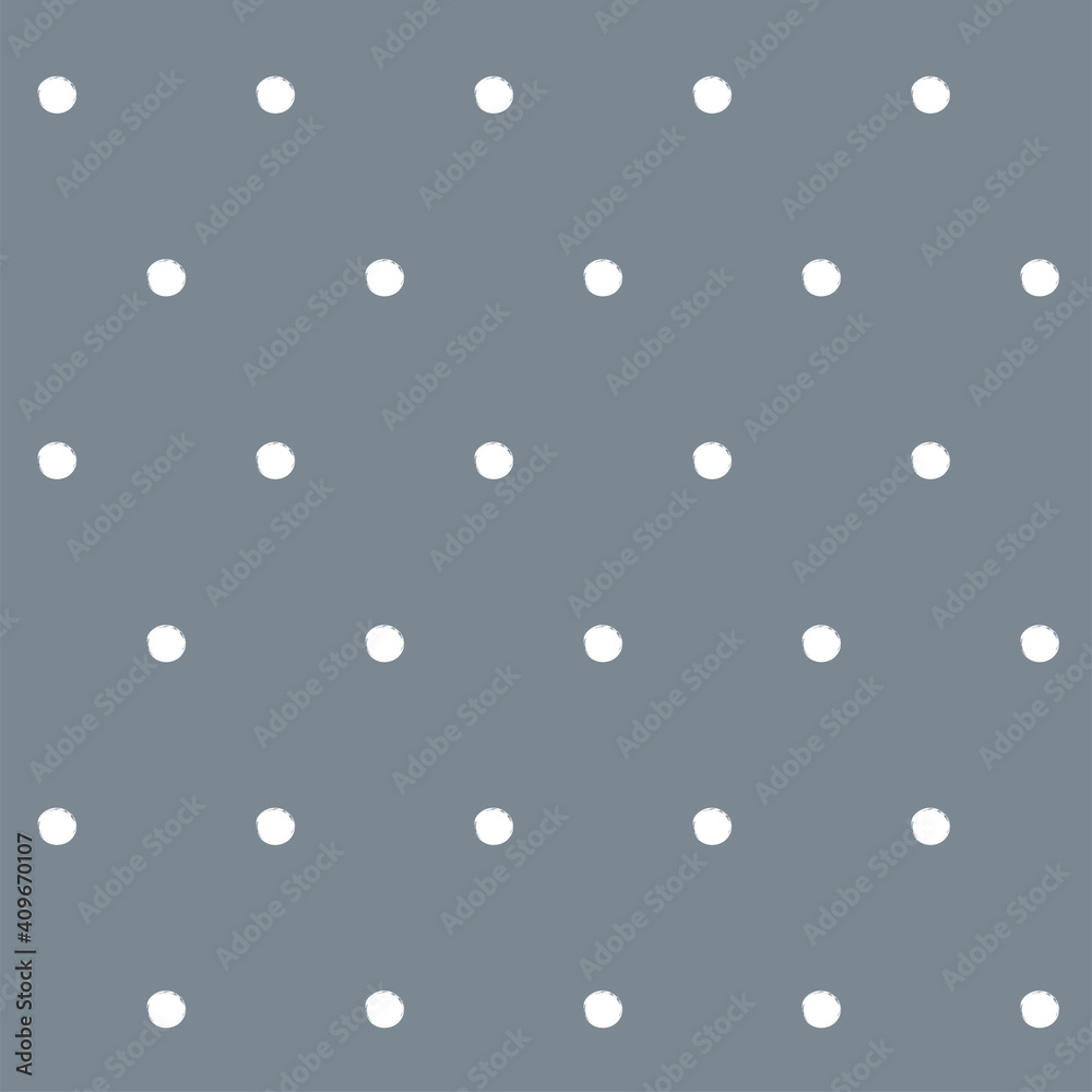 Vector polka dots seamless pattern, hand drawn red watercolor stains. Ink doted background, isolated on white.