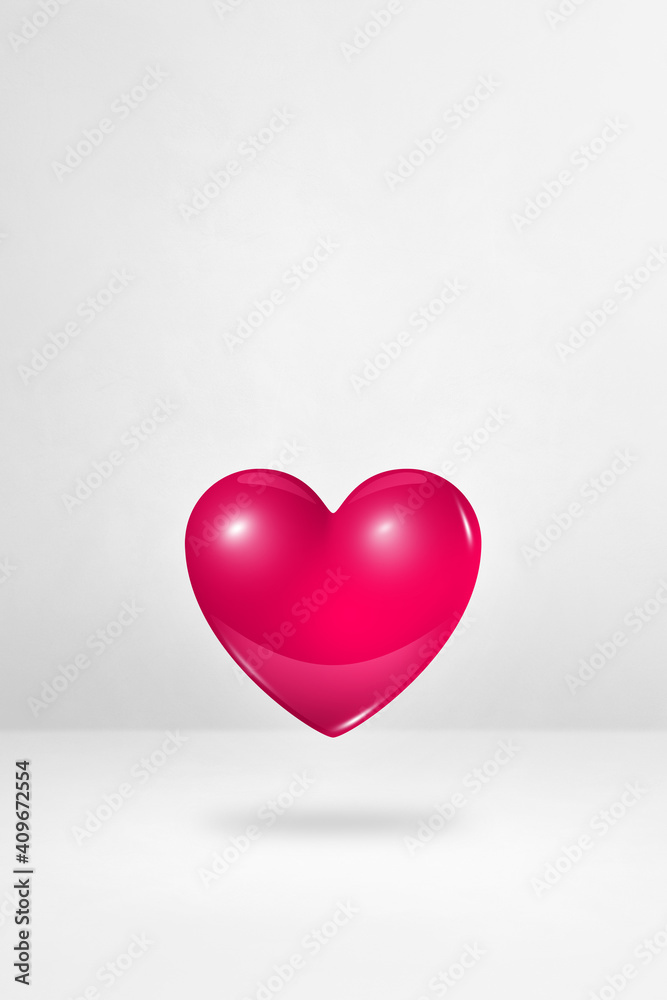 3D pink heart on a white studio background 3D pink heart on a white studio background