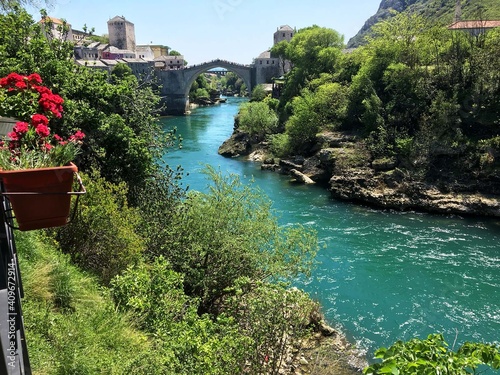 Stari Most, also known as Mostar Bridge in the city of Mostar in Bosnia and Herzegovina that crosses the river Neretva and connects the two parts of the city.