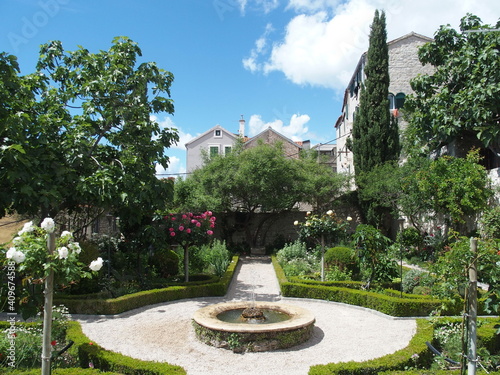 Fountain at the medieval Garden of the St. Lawrence Monastery, Sibenik, Croatia