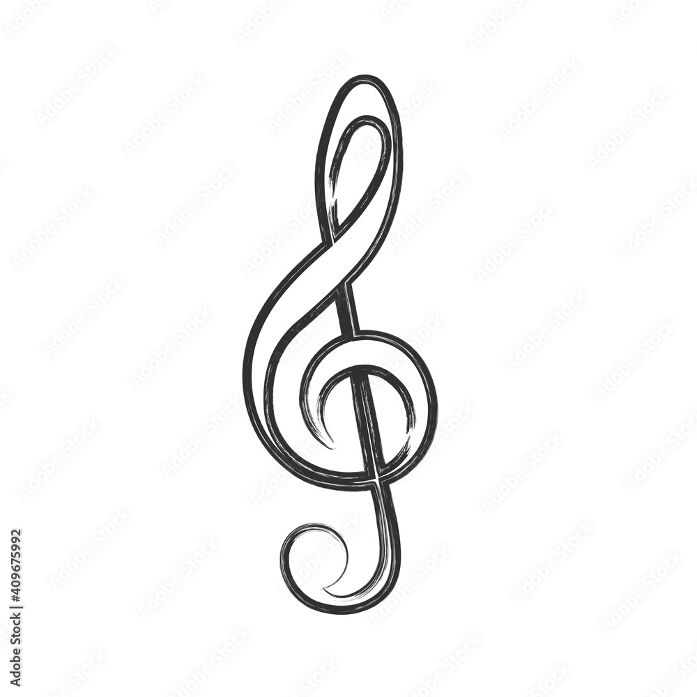 Treble clef on white background.Musical notes.Vector illustration. Treble clef on white background.Musical notes.Vector illustration.