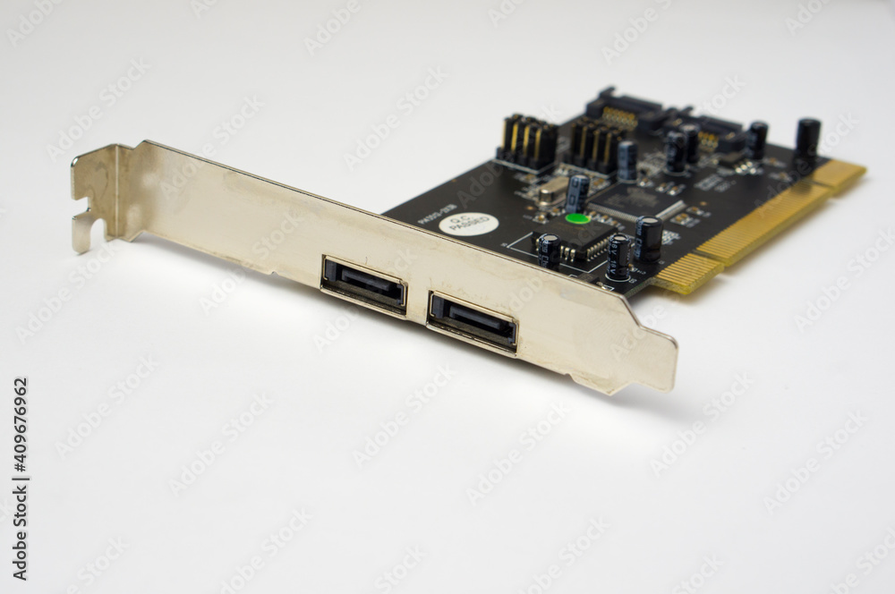 USB card inserted into the motherboard of the computer. USB card inserted into the motherboard of the computer.