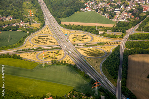 Autobahnkreuz A42/ A45, Sauerlandlinie bei Dortmund in Nordrhein-Westfalen, Deuschland