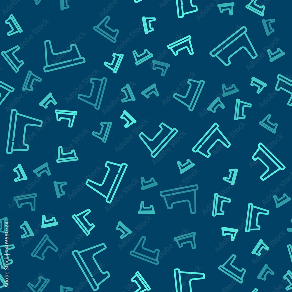 Green line Baby potty icon isolated seamless pattern on blue background. Chamber pot. Vector. Green line Baby potty icon isolated seamless pattern on blue background. Chamber pot. Vector.