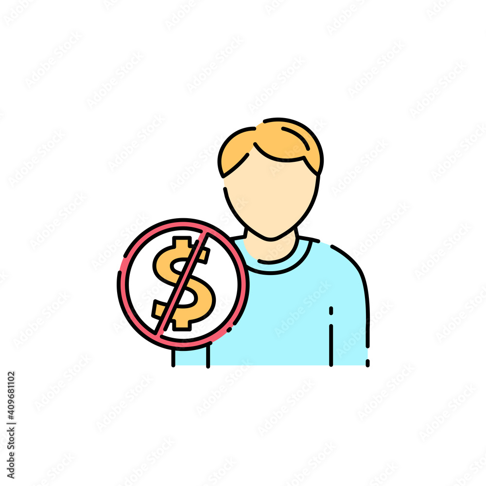 Unemployed father color line icon. Job loss, crisis. Unemployed father color line icon. Job loss, crisis.