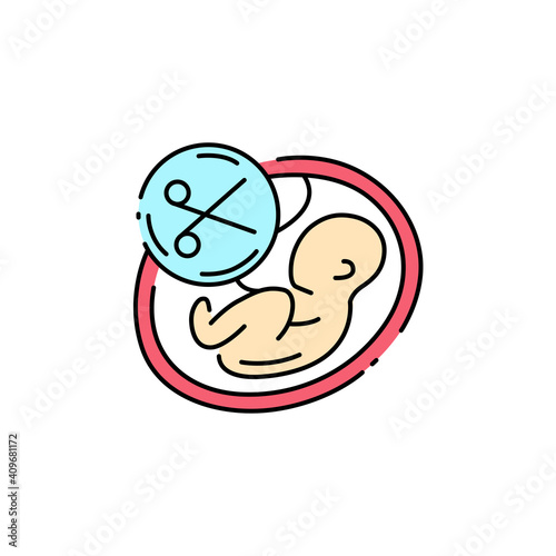 Abortion color line icon. Fetal death, miscarriage concept.