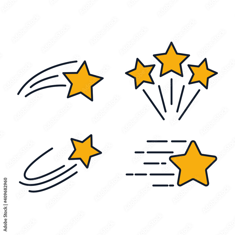 star set icons. Shining star. Abstract Falling Star symbol vector