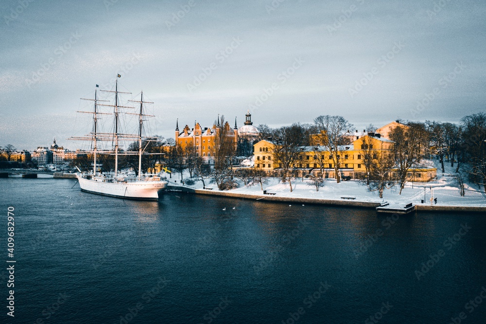 Winter landscape af Chapman in Stockholm 