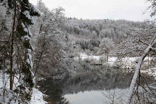 Obere Donau im Winter bei Gutenstein im Landkreis Sigmaringen photo