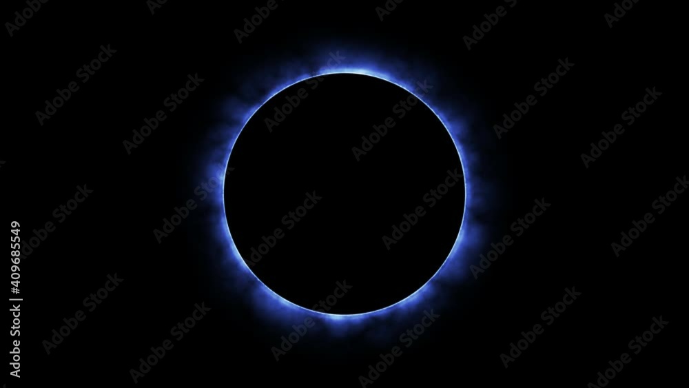 Glowing blue shining around black circle motion graphic.
4K Abstract Blue Power Vortex Round Background for your ads, logo.
