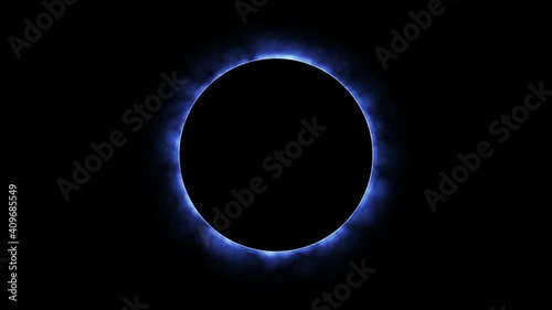 Glowing blue shining around black circle motion graphic.
4K Abstract Blue Power Vortex Round Background for your ads, logo.