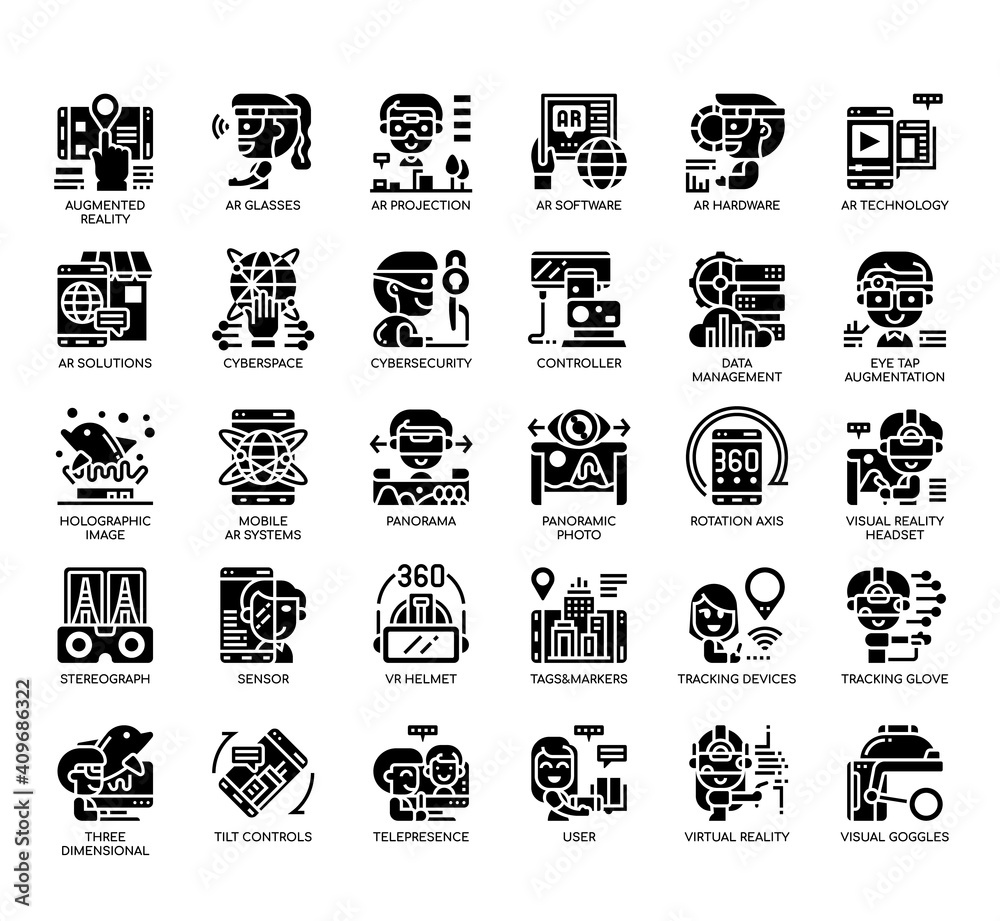 Set of Augmented reality technology thin line and pixel perfect icons for any web and app project. Set of Augmented reality technology thin line and pixel perfect icons for any web and app project.