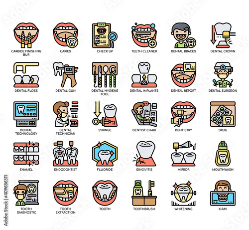 Set of Dentist Element thin line and pixel perfect icons for any web and app project.