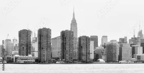 Photography Black and white picture of New York City skyline, USA.