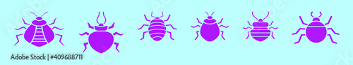set of bedbug cartoon icon design template with various models. vector illustration isolated on blue background