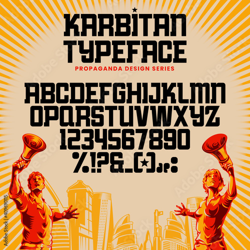 Propaganda alphabet letters font and number