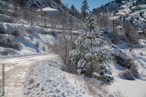 winter road in the mountains