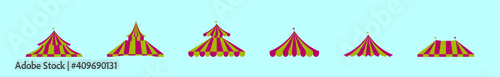 set of circus cartoon icon design template with various models. vector illustration isolated on blue background