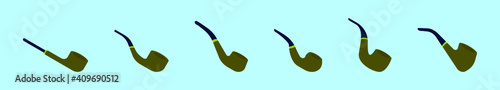 set of tobacco pipe cartoon icon design template with various models. vector illustration isolated on blue background
