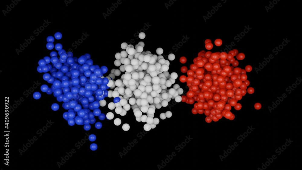 Abstract 3d spheres sprouting or bursting more balls in colors of usa flag. 3D rendering motion background animation. Abstract 3d spheres sprouting or bursting more balls in colors of usa flag. 3D rendering motion background animation.