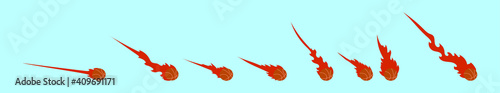 set of basketball on fire cartoon icon design template with various models. vector illustration isolated on blue background