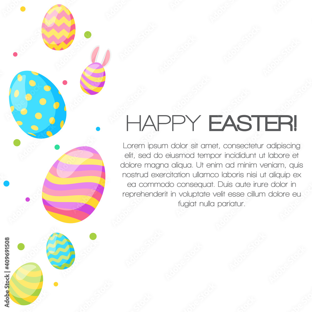 Happy Easter card. Set of cute Easter eggs with different texture on a white background. Vector isolated Illustration. Happy Easter card. Set of cute Easter eggs with different texture on a white background. Vector isolated Illustration.