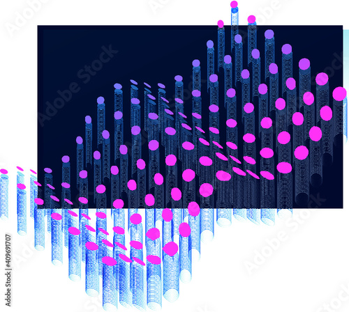 Abstract polka dots on wave. waving polka dots. Gradient background. Vibrance.