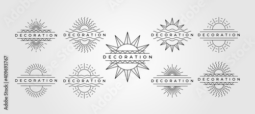 set of sun line art vector symbol minimalist decoration illustration design