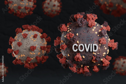 new variant and mutation of coronavirus, covid 19 strain b117, virus protein infection, 3D Illustration photo