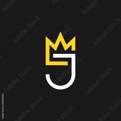 Simple Letter J Crown King Queen Vector Logo Template