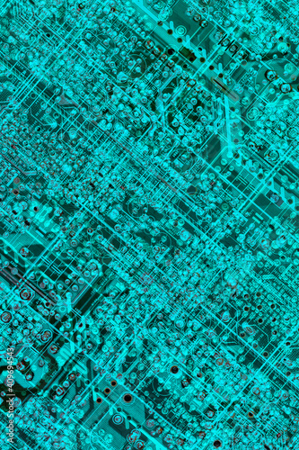 Circuit Board Detail Turquoise Blue Background
