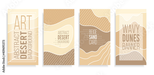 Abstract banner art background sand on beach,coast or desert with barchan and dunes beige color.Template card Sand texture with pattern wavy lines.Frames for text.Great for covers,fabric prints.Vector