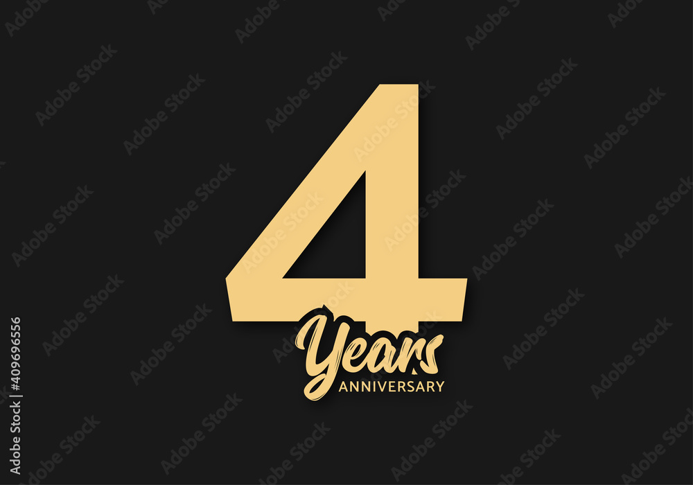 4 years anniversary vector template, 4th birthday logo