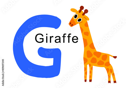 English letter G and hand-drawn giraffe